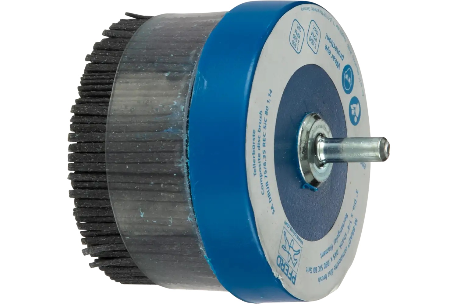Picture of Pferd M-BRAD® Mounted Disc Brush 3" Dia. .045 x .090/80 Grit Silicon Carbide 1/4" Shank